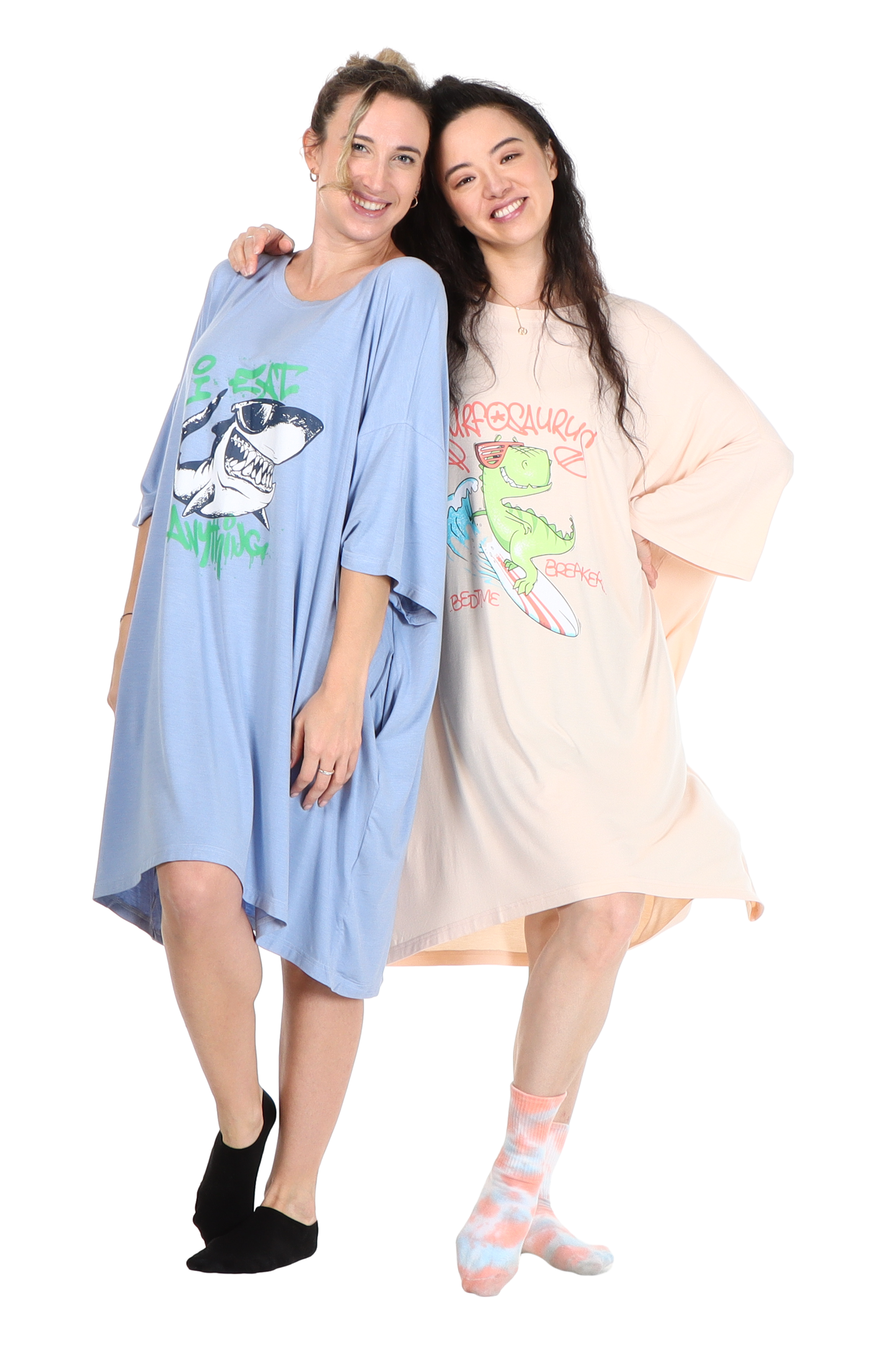 Dinosaur Jump Pocket Oversized Sleep Shirt