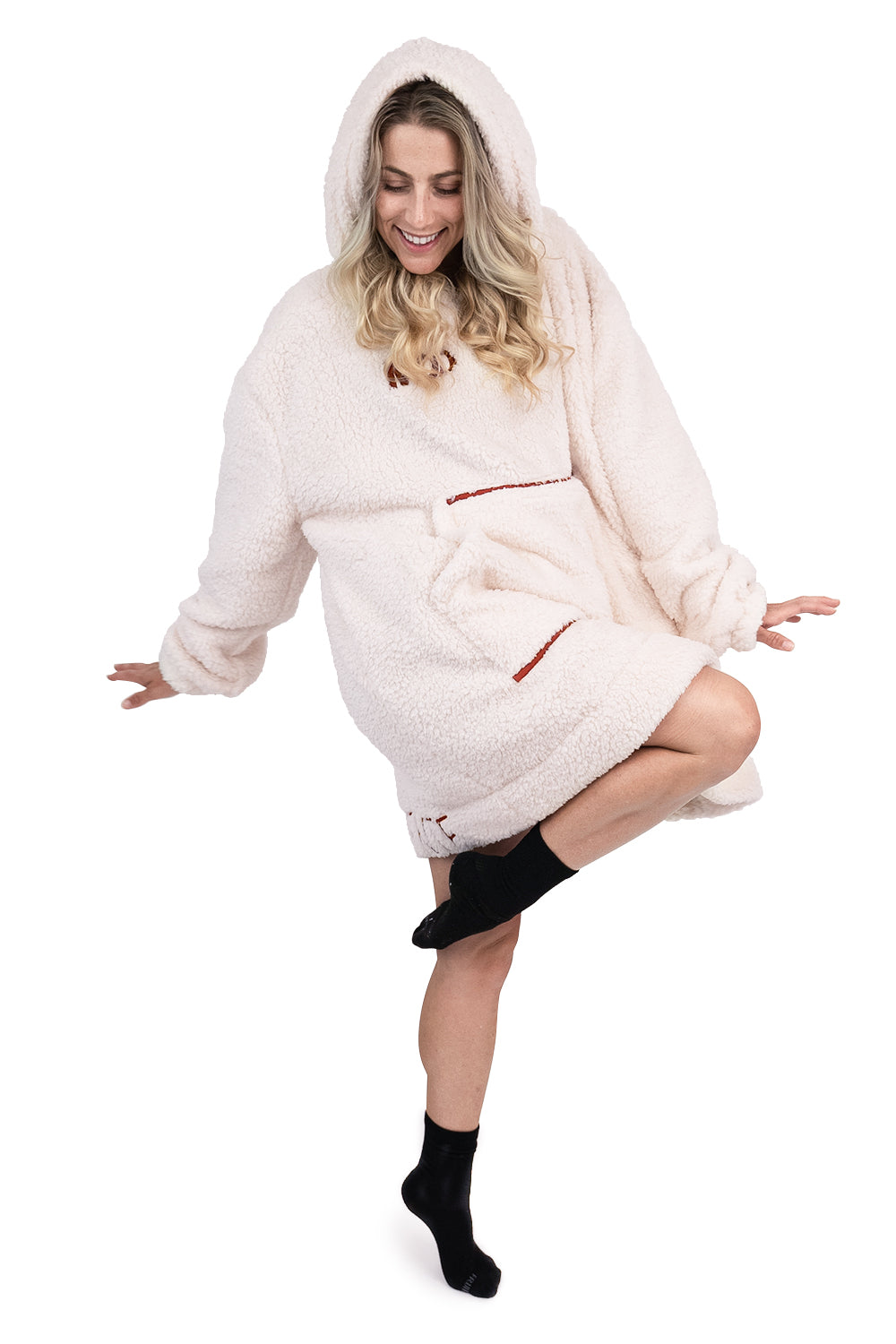 Jump Pocket MOD White Short Hoodie Blanket