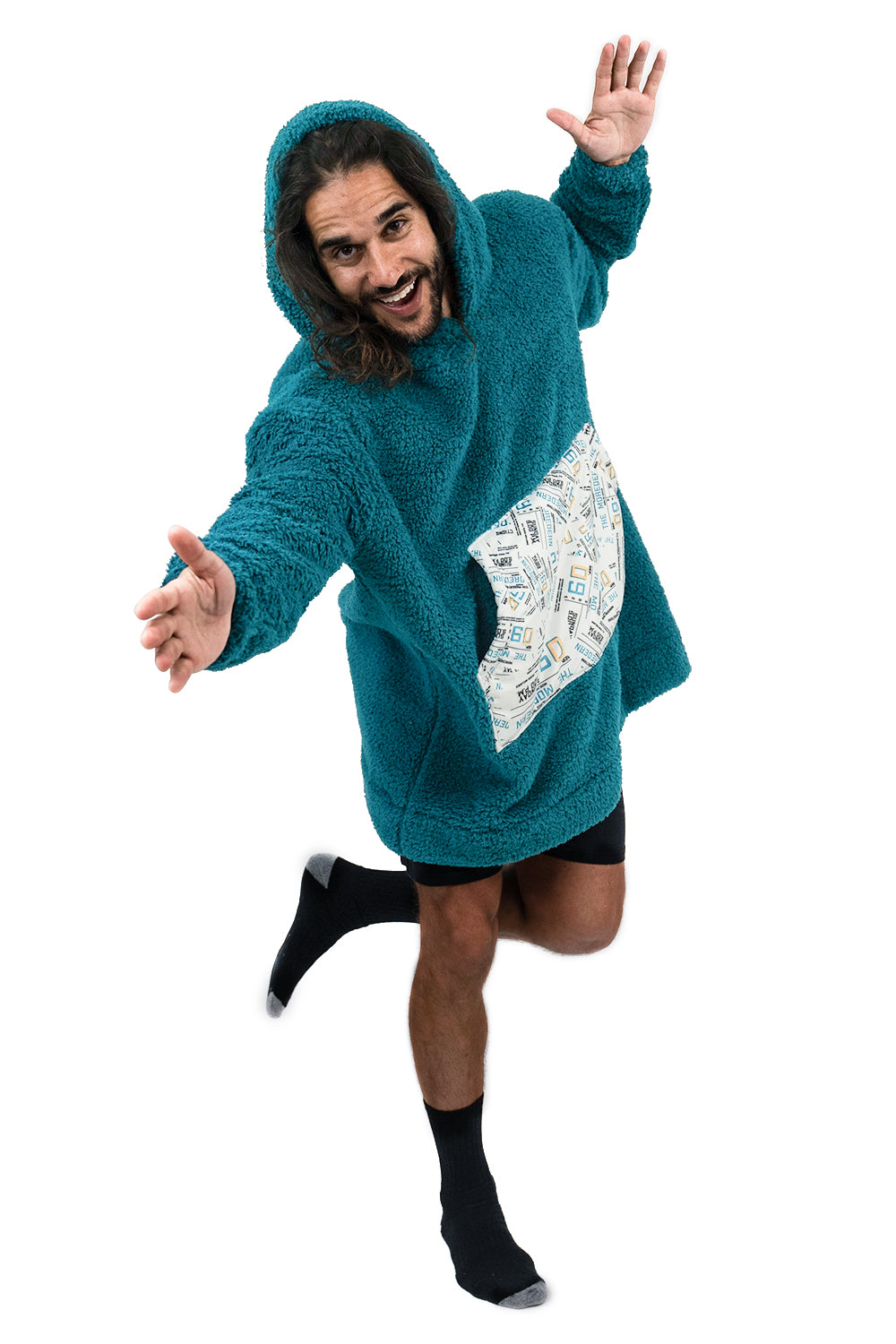 Jump Pocket MOD Teal Short Hoodie Blanket