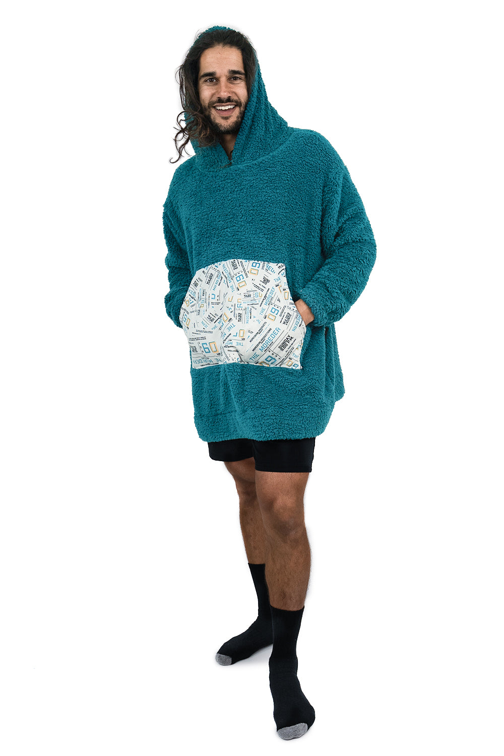 Jump Pocket MOD Teal Short Hoodie Blanket