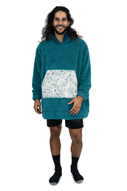 Jump Pocket MOD Teal Short Hoodie Blanket