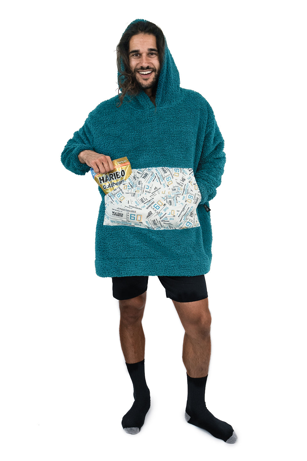 Jump Pocket MOD Teal Short Hoodie Blanket