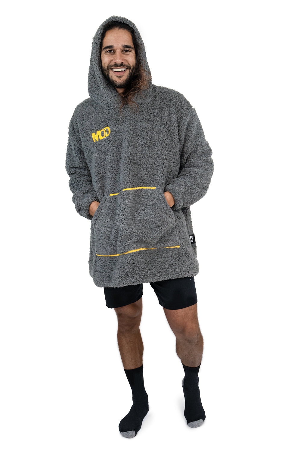 Jump Pocket MOD Gray Short Hoodie Blanket