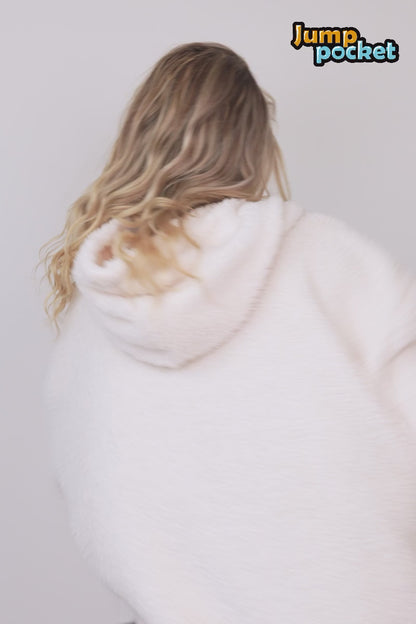 Jump Pocket MOD White Short Hoodie Blanket