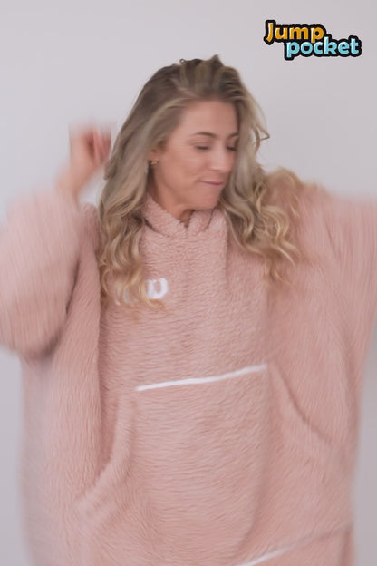 Jump Pocket MOD Blush Pink Short Hoodie Blanket